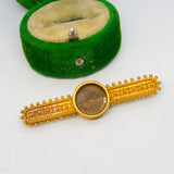 18ct Gold, Woven Hair Set Mourning Brooch 'Florence, 4th August 1911' Antique