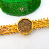 18ct Gold, Woven Hair Set Mourning Brooch 'Florence, 4th August 1911' Antique