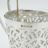 Sterling Silver Mounted Glass Milk or Cream Jug Antique 1926 Birmingham Deco