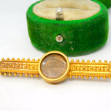 18ct Gold, Woven Hair Set Mourning Brooch 'Florence, 4th August 1911' Antique