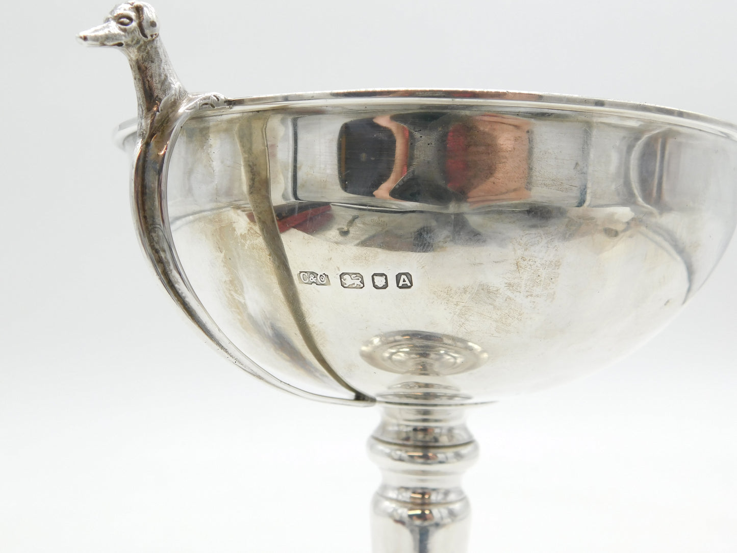 Sterling Silver Greyhound Racing Trophy Cup Antique 1936 London Art Deco