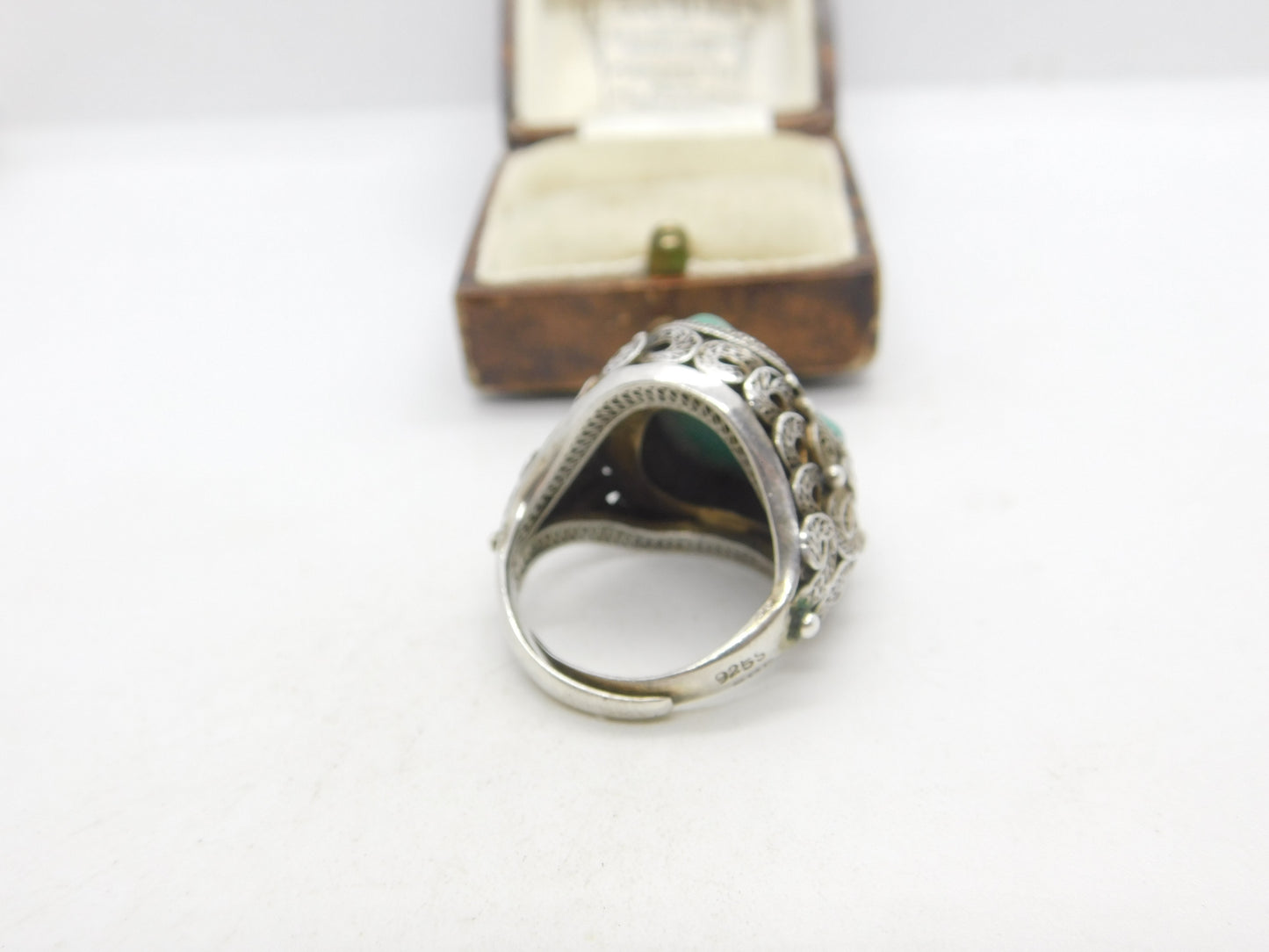Chinese Export Sterling Silver & Turquoise Statement Ring Vintage c1960