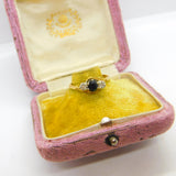 18ct Yellow Gold & Platinum Set Sapphire & Diamond Crossover Ring Vintage c1950