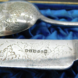 Victorian Boxed Silver Plated & Pearl Christening Cutlery Set Antique c1880