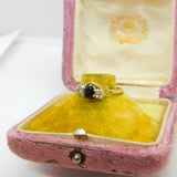 18ct Yellow Gold & Platinum Set Sapphire & Diamond Crossover Ring Vintage c1950
