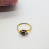18ct Yellow Gold & Platinum Set Sapphire & Diamond Crossover Ring Vintage c1950