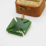 Victorian 9ct Gold & Nephrite Jade Maltese Cross Fob Pendant c1890 Antique