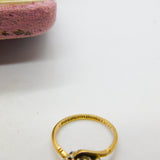 18ct Yellow Gold & Platinum Set Sapphire & Diamond Crossover Ring Vintage c1950