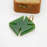 Victorian 9ct Gold & Nephrite Jade Maltese Cross Fob Pendant c1890 Antique
