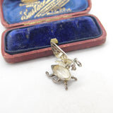 Sterling Silver Spider Web in the Fly Opening Charm Pendant Vintage c1970