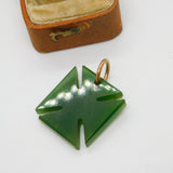 Victorian 9ct Gold & Nephrite Jade Maltese Cross Fob Pendant c1890 Antique
