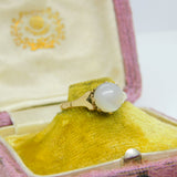 9ct Yellow Gold & Cabochon Moonstone Set Band Ring 1979 Birmingham Vintage