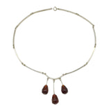 N.E From Danish Sterling Silver Baltic Amber Droplet Necklace Vintage c1960