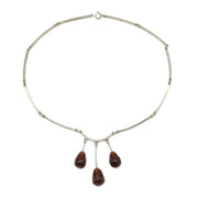 N.E From Danish Sterling Silver Baltic Amber Droplet Necklace Vintage c1960