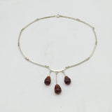 N.E From Danish Sterling Silver Baltic Amber Droplet Necklace Vintage c1960