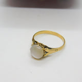 9ct Yellow Gold & Cabochon Moonstone Set Band Ring 1979 Birmingham Vintage