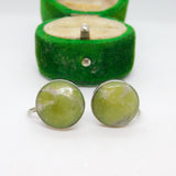 Pair of Sterling Silver Connemara Marble Screw-Back Earrings Antique c1930