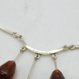 N.E From Danish Sterling Silver Baltic Amber Droplet Necklace Vintage c1960