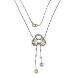 Edwardian Sterling Silver Paste Set Lavalier Drop Necklace Antique c1910