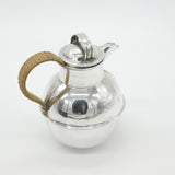 Sterling Silver One Pint Jersey Can Flask Vintage 1969 Birmingham Wicker Handle