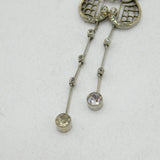 Edwardian Sterling Silver Paste Set Lavalier Drop Necklace Antique c1910