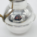 Sterling Silver One Pint Jersey Can Flask Vintage 1969 Birmingham Wicker Handle