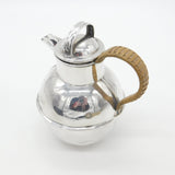 Sterling Silver One Pint Jersey Can Flask Vintage 1969 Birmingham Wicker Handle