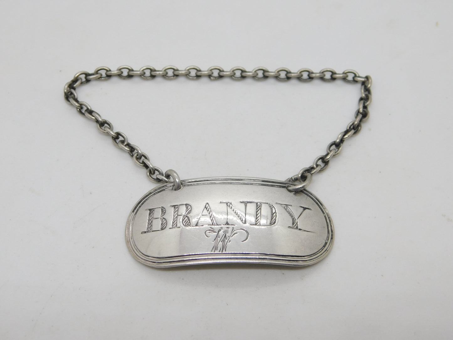 George III Sterling Silver Brandy Decanter Label Antique 1805 Birmingham