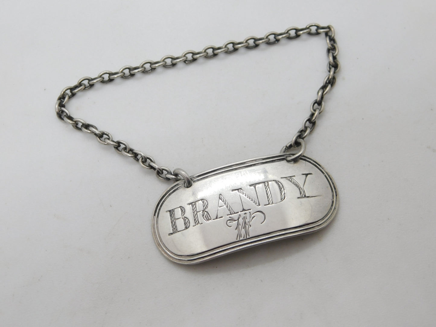 George III Sterling Silver Brandy Decanter Label Antique 1805 Birmingham