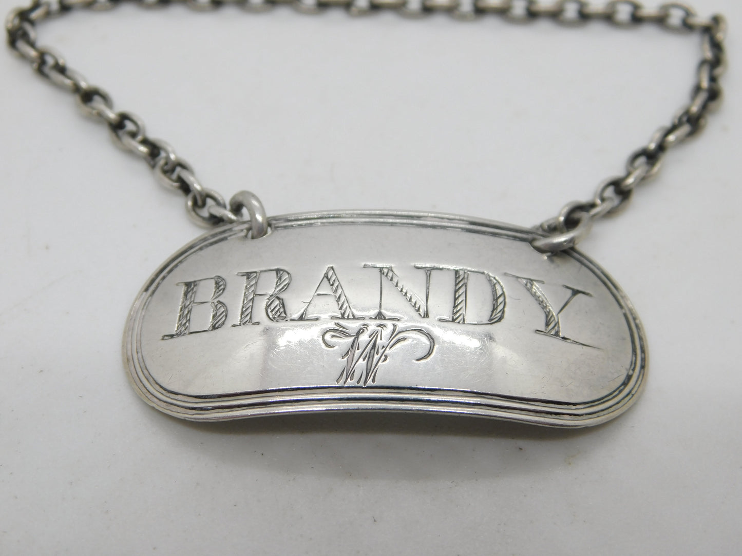 George III Sterling Silver Brandy Decanter Label Antique 1805 Birmingham