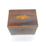 George III Regency Mahogany Wood Seashell Inlaid Tea Caddy Antique c1820