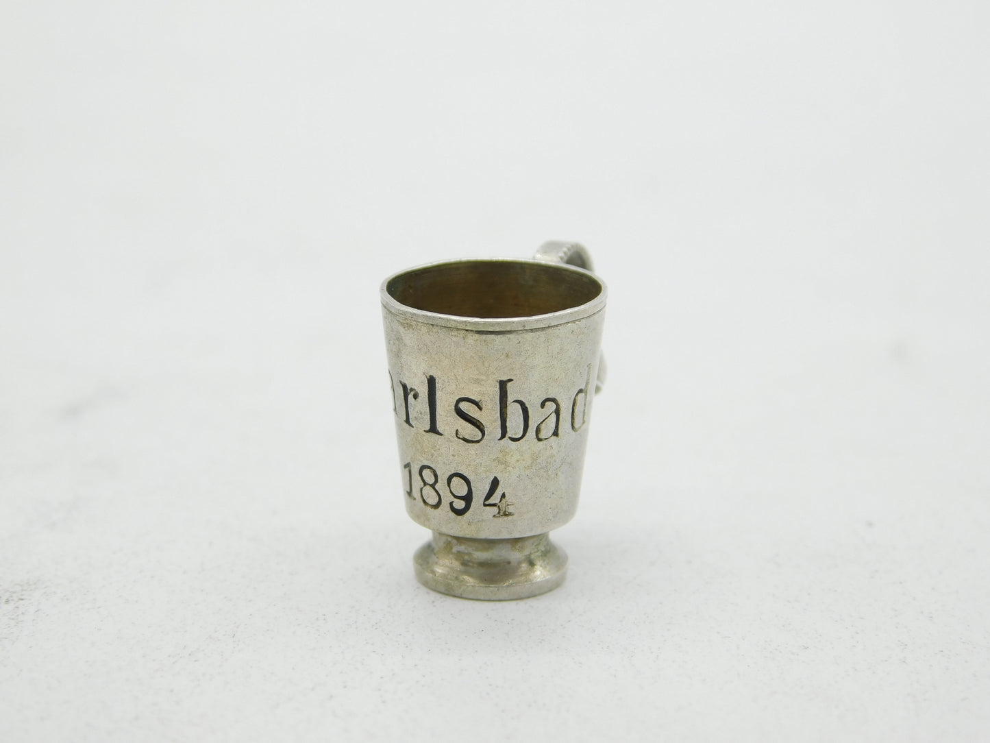 19th Century German Sterling Silver 'Karlsbad' Souvenir Beer Tankard Charm 1894