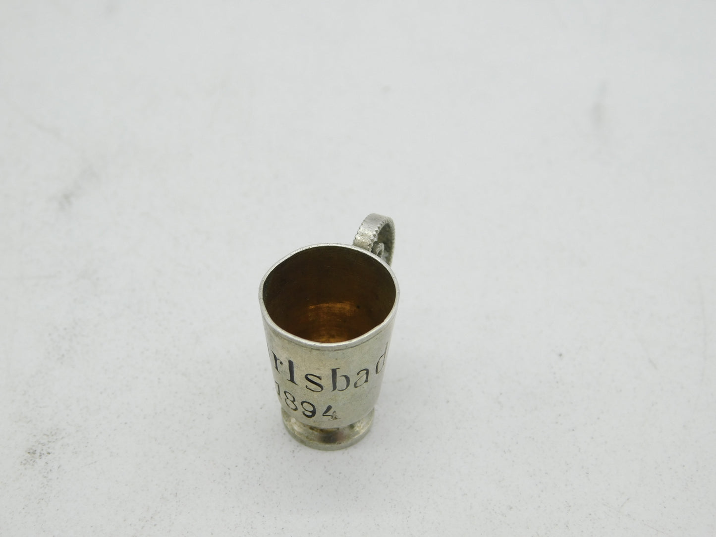 19th Century German Sterling Silver 'Karlsbad' Souvenir Beer Tankard Charm 1894
