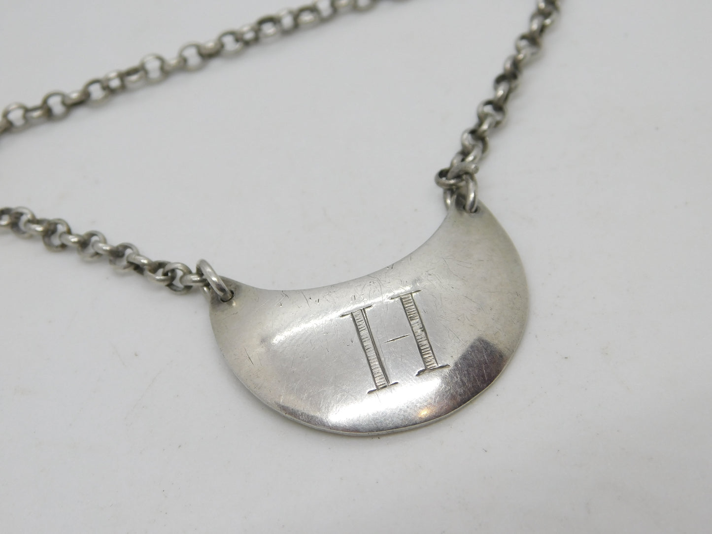 George III Sterling Silver Crescent 'H' Hollands Gin Decanter Label Antique 1800