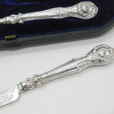 Victorian Boxed Sterling Silver Floral Christening Set 1865 Birmingham Antique