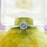 18ct White Gold & 0.5ct Brilliant Cut Diamond Solitaire Ring Antique c1920 Deco
