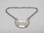 George III Sterling Silver Crescent 'B' Brandy Decanter Label Antique 1800