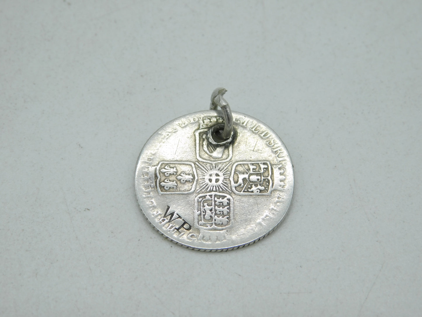 George II Sterling Silver 1757 LIMA Shilling Coin Charm Fob Antique