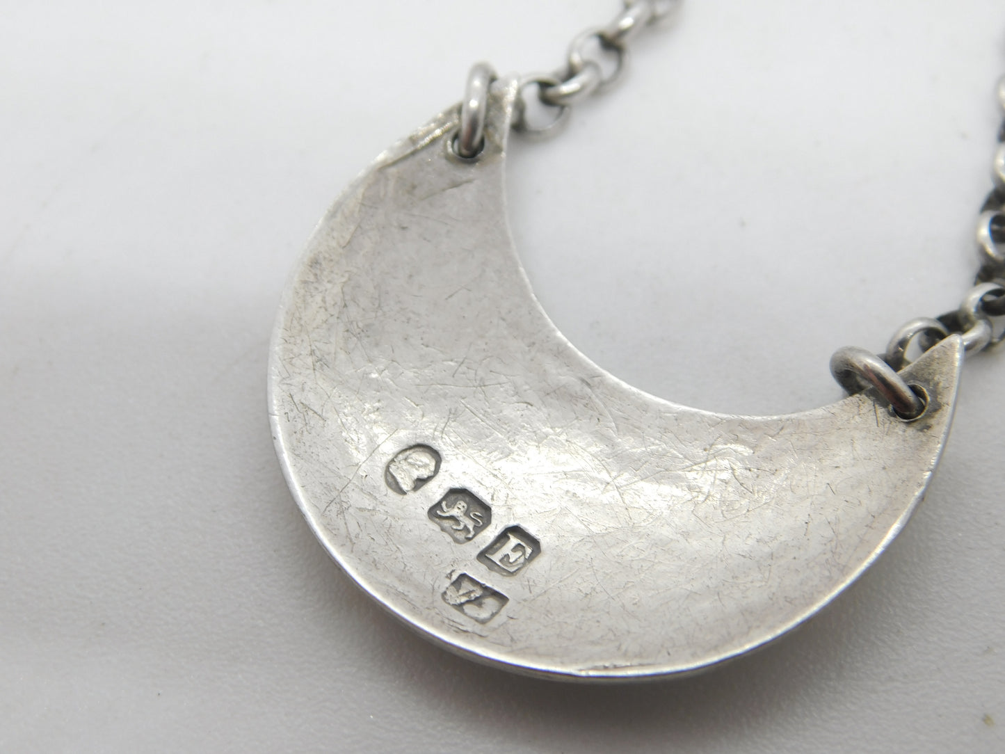George III Sterling Silver Crescent 'B' Brandy Decanter Label Antique 1800