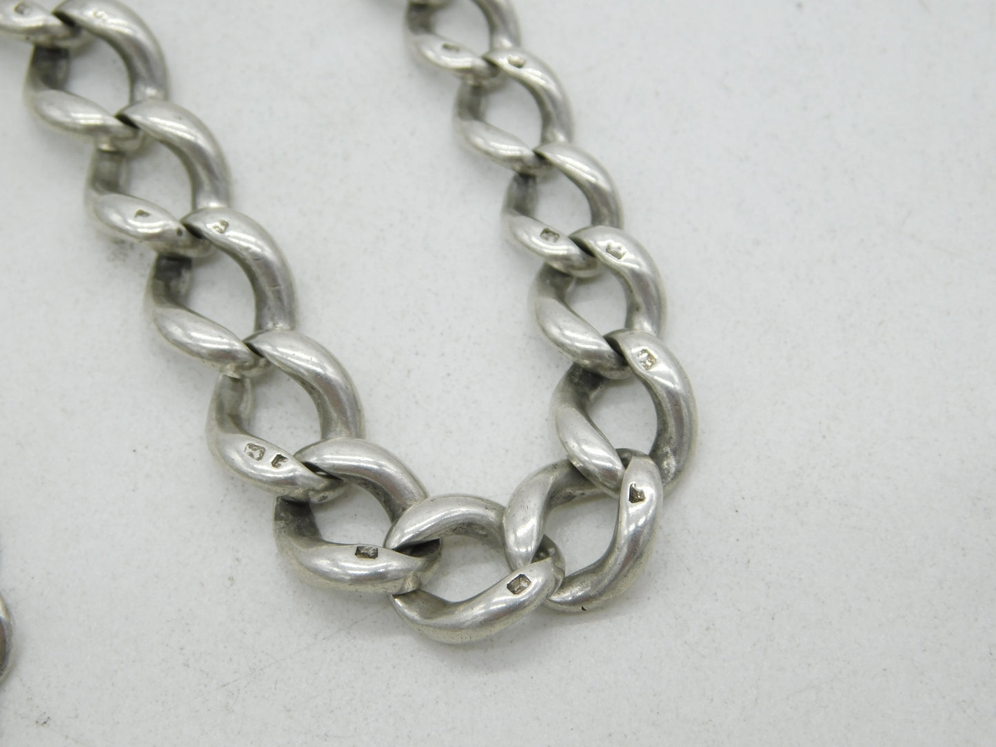 Victorian Sterling Silver Graduating Single Albert Watch Chain Antique c1890