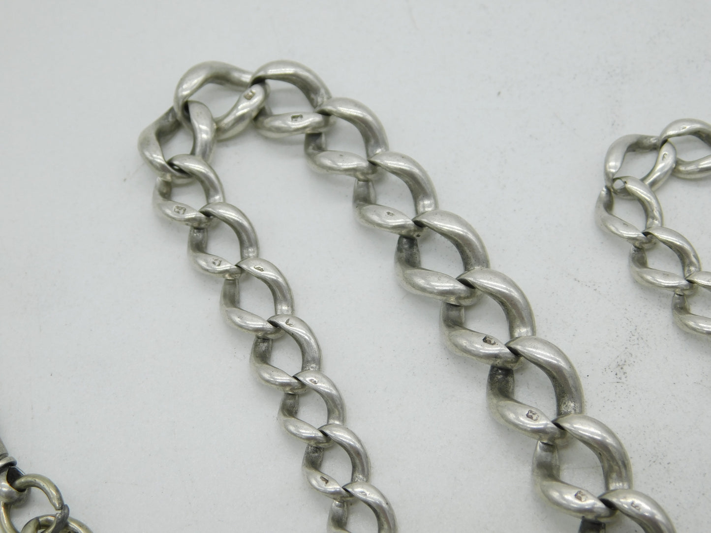 Victorian Sterling Silver Graduating Single Albert Watch Chain Antique c1890