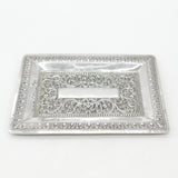 Victorian Anglo-Indian Sterling Silver Floral Pattern Dish Antique c1880