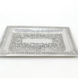 Victorian Anglo-Indian Sterling Silver Floral Pattern Dish Antique c1880