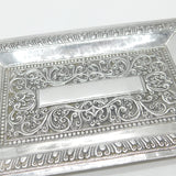 Victorian Anglo-Indian Sterling Silver Floral Pattern Dish Antique c1880