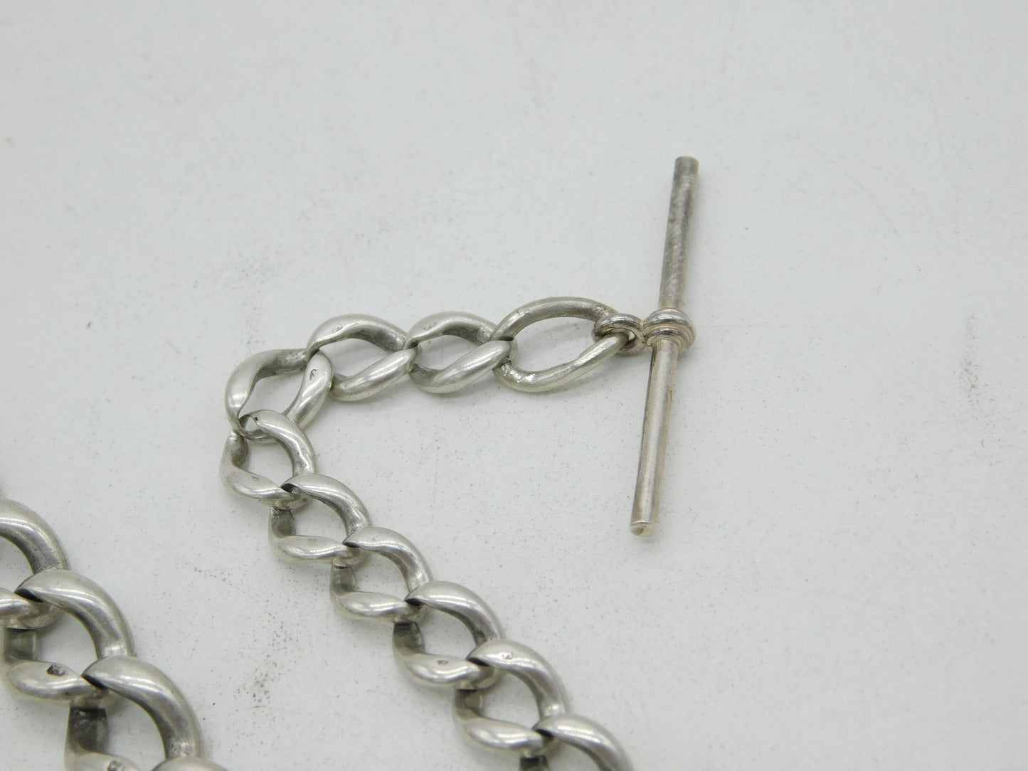 Victorian Sterling Silver Graduating Single Albert Watch Chain Antique c1890