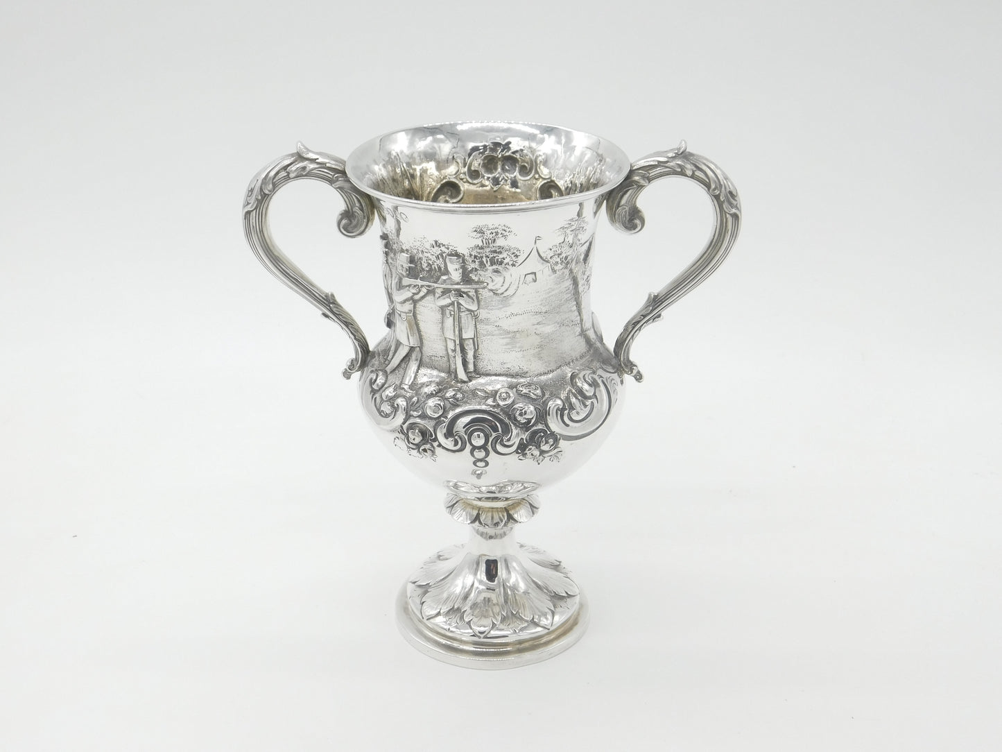 Large Victorian Sterling Silver Military Rifle Shooting Sporting Trophy 1860 London Antique