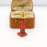 Victorian 9ct Gold & Carved Red Banded Agate Obelisk Fob Pendant c1860 Antique