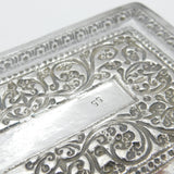 Victorian Anglo-Indian Sterling Silver Floral Pattern Dish Antique c1880