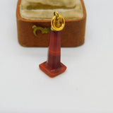 Victorian 9ct Gold & Carved Red Banded Agate Obelisk Fob Pendant c1860 Antique