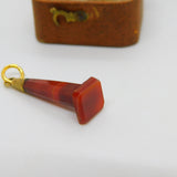 Victorian 9ct Gold & Carved Red Banded Agate Obelisk Fob Pendant c1860 Antique